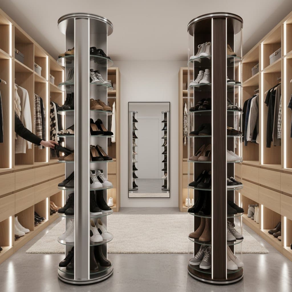 Featured image for Why Rotating Shoe Towers Rule Modern Closets