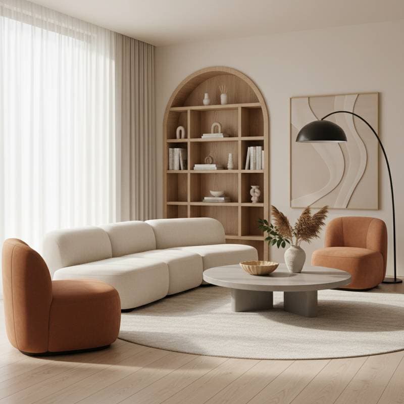 Featured image for Curved Furniture Brings Warmth to Rigid Modern Spaces