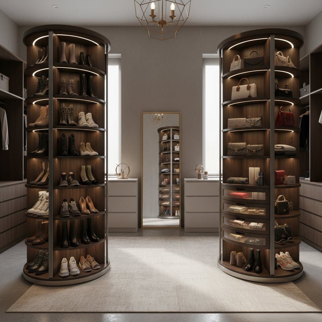 Rotating Carousels Transform Luxury Closet Storage