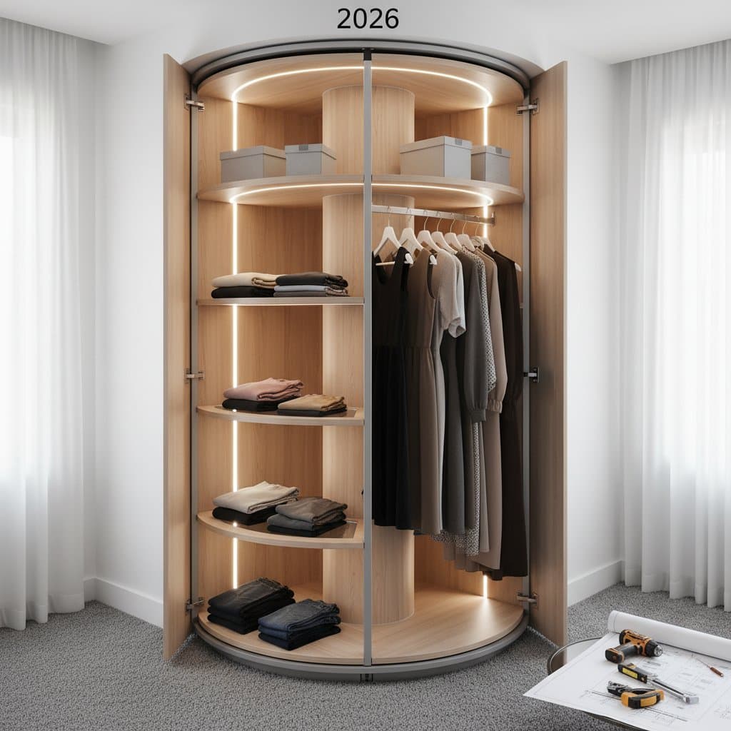 Featured image for Rotating Shelves Turn Dead Corners Into Usable Storage