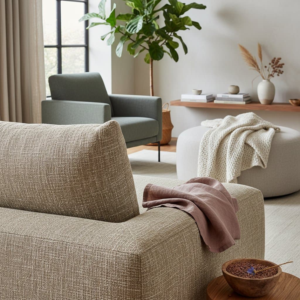 Featured image for Textured Linen Replaces Bouclé as Top Upholstery Fabric